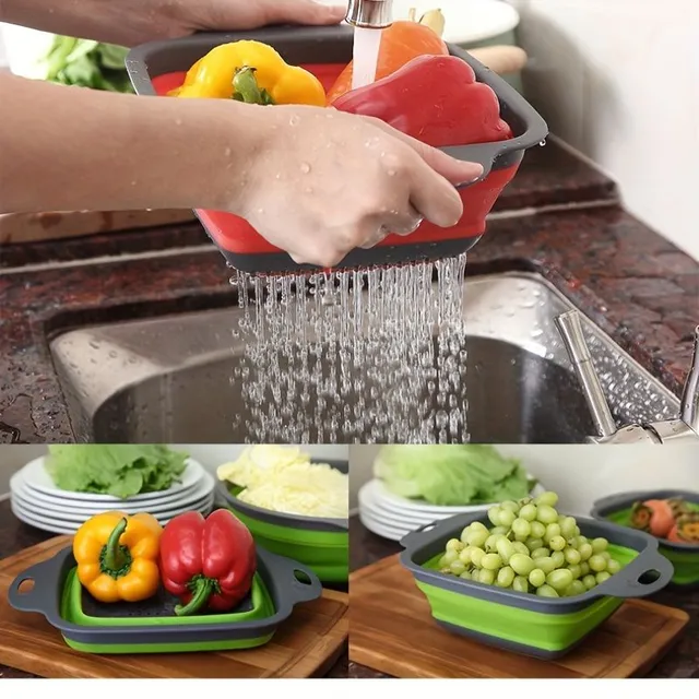 Practical folding sieve for washing fruit and vegetables - 2 pieces, different sizes, durable materials, suitable for every kitchen