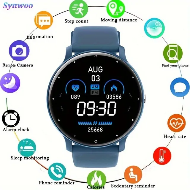 Smart watch 1.39", fully touch screen, sports fitness functions, waterproof IP67, music control, remote camera control, wireless calls - Unisex