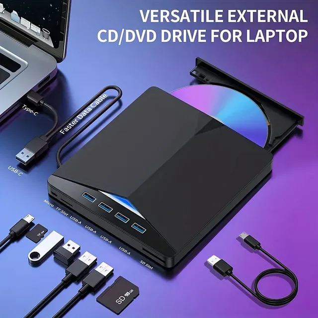 Prenosná DVD jednotka USB 3.0 7 V 1: pálenie, hranie a kompatibilita s notebookom, notebookom / Stolným počítačom / PC / Mac OS