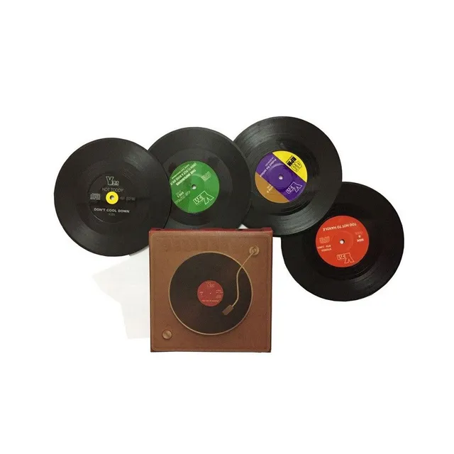 Sous-verres en forme de disque vinyle 6 pcs