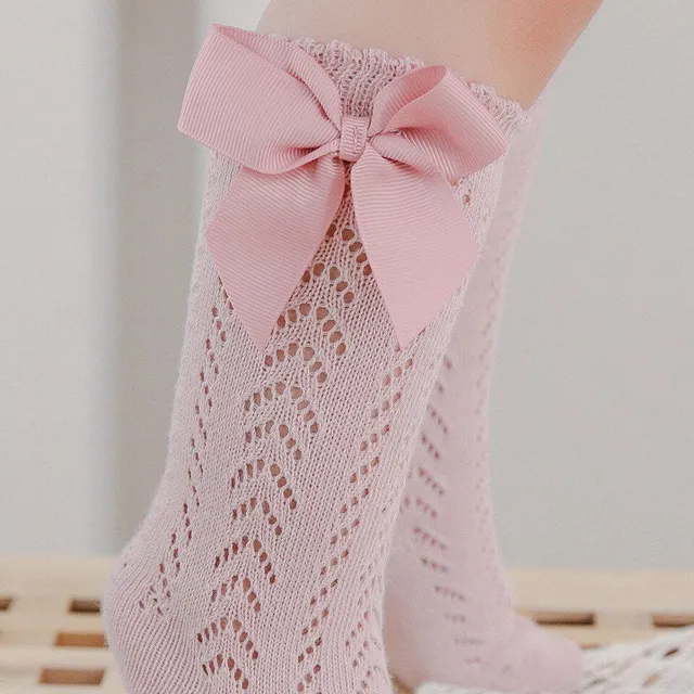 Girls cute crocheted socks with bow