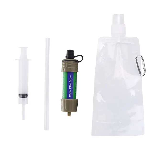 Outdoor Drinking Water Filtration Tools Hiking Survival Water Purifier w/ Straw for Emergency Camping Hiking Backpack Survival Tool