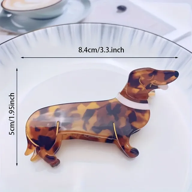 Hair clips in the shape of a dachshund made of acetate, fashionable and practical, for everyday wearing