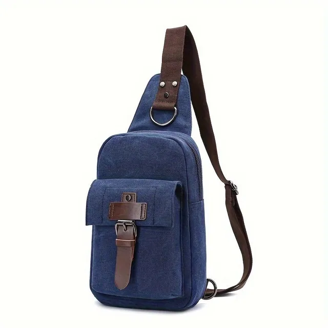 Fashionable men's chest bag - portable canvas bag, sports small breast bag, hanging bag, cross shoulder bag for outdoor activities