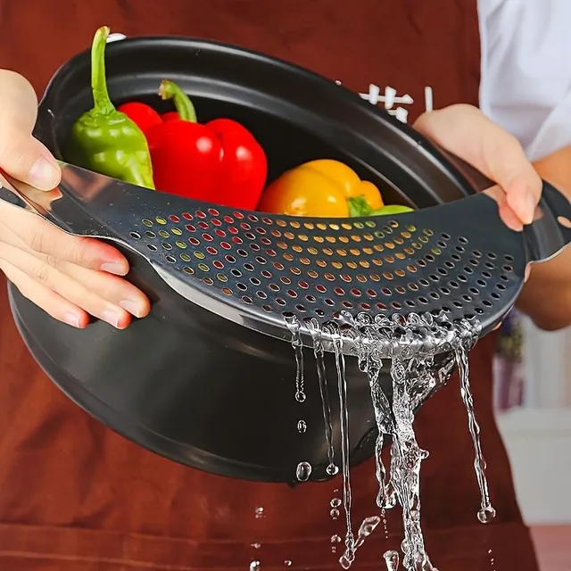 Crescent-shaped stainless steel colander, kitchen sink for vegetables