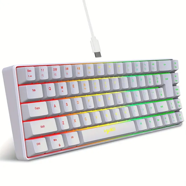 Clavier de jeu Hxsj : Ultra-fin, câble USB-C, câble détachable, 68 touches avec rétroéclairage RGB