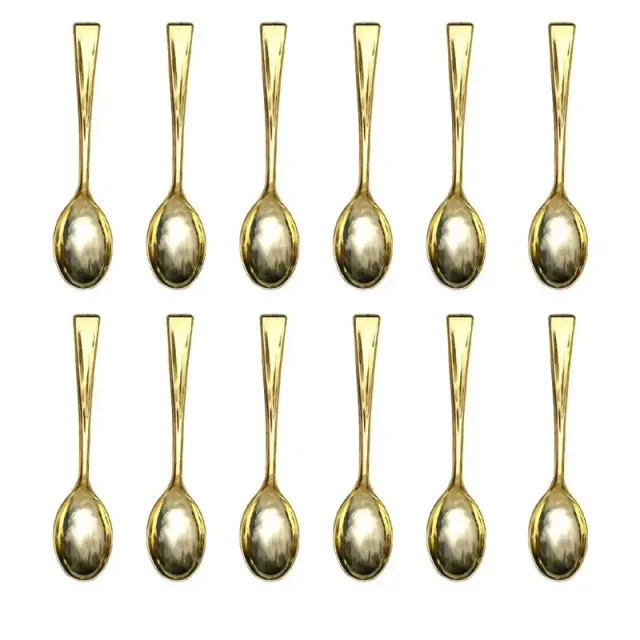 Plastic dessert disposable gold spoons for party and picnic - 24 pcs and 72 pcs