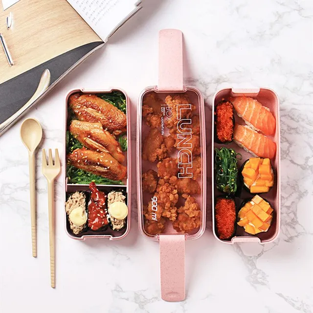 Bento food box with cutlery 2 pcs