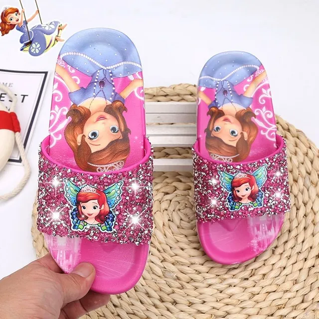 Girl slippers printed by princesses from the Ice Kingdom