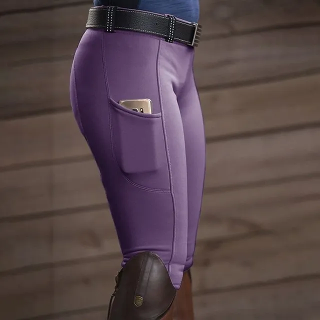 Jezdecké dámské kalhoty s vysokým pasem a kapsičkou