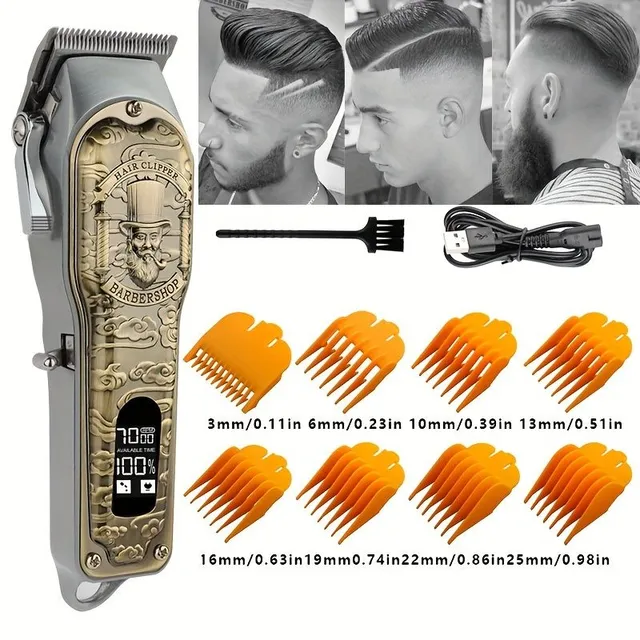 Professional USB charging hair clipper with LCD display and oil head