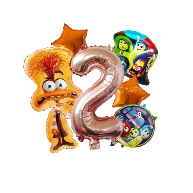 Ensemble de ballons d'anniversaire en aluminium avec numéro - personnages du film Vice-Versa 2