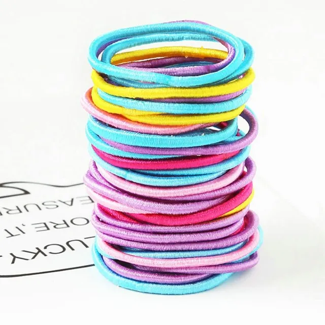 100pcs Cute elastic polyester hair rubber bands for children and girls - Colorful hair accessories