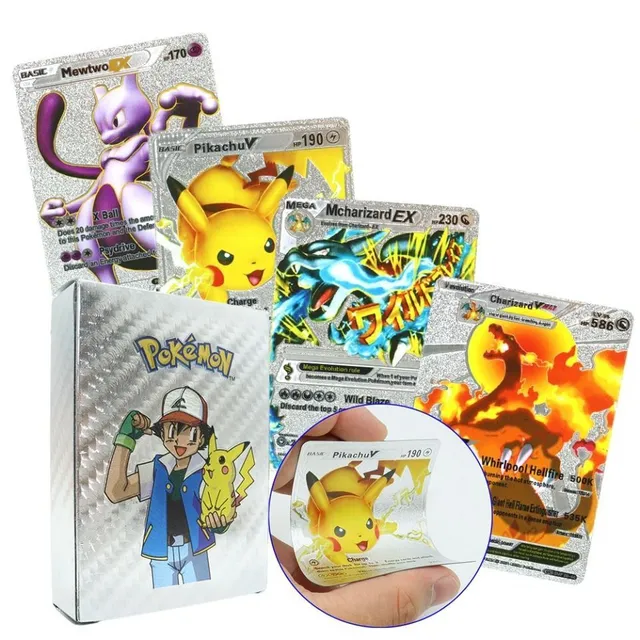 Trendy Pokemon Collectors Card - 55 kart w opakowaniu 55 Silver English