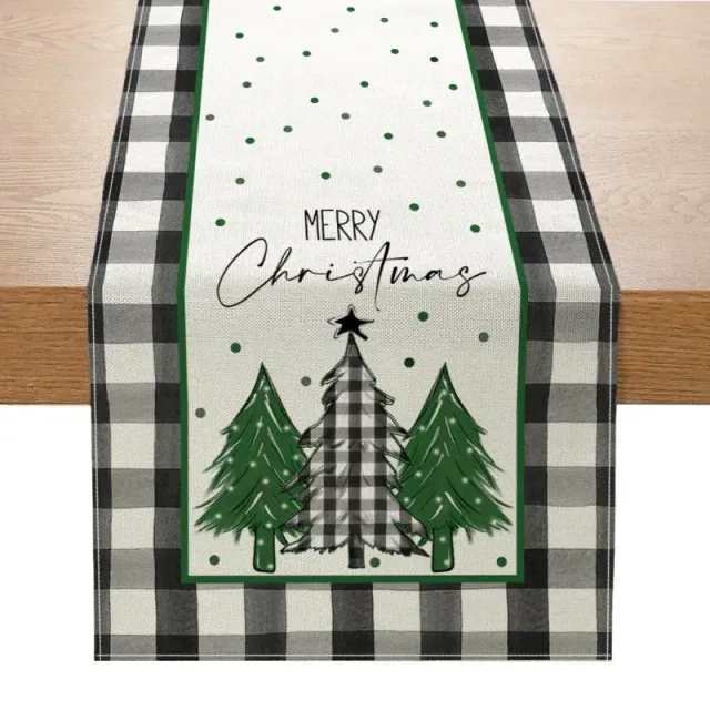 Stylish tablecloth with Christmas design to decorate the table at home