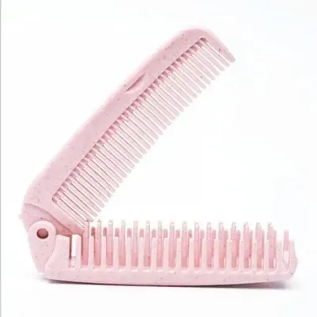 Portable folding comb and hairbrush made of wheat straw