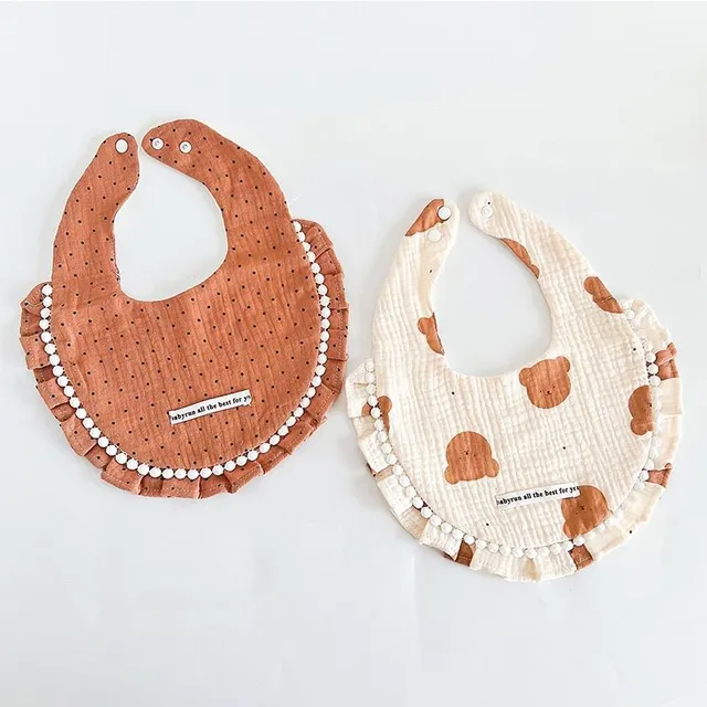 Set of classic fabric modern bibs with beautiful printing 2 pcs