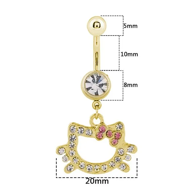 Cute belly button piercing with Hello Kitty hanging ornament