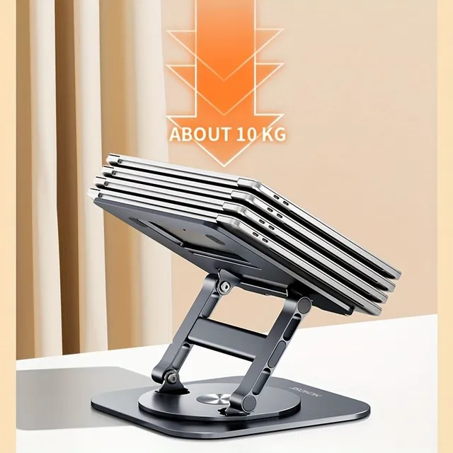Computer stand, 360 degree swivelling 2-axis rotary stand, 360 degree laptop swivelling stand, aluminium alloy lifting folding cooling base