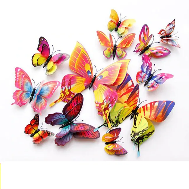 Set of decorative colourful butterflies - 12 pcs