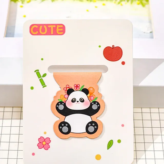 Set of 12 cute magnetic bookmarks with drawn panda for students