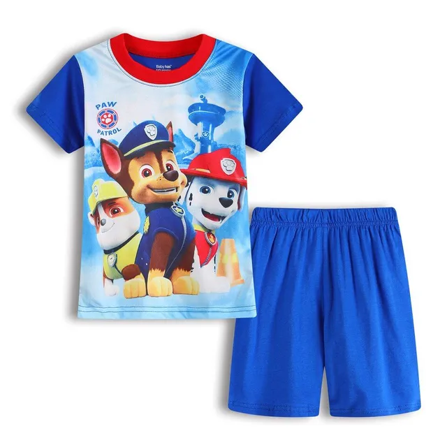 Detský pohodlný set pyžama - tričko s krátkym rukávom a šortky Tlapková Patrola