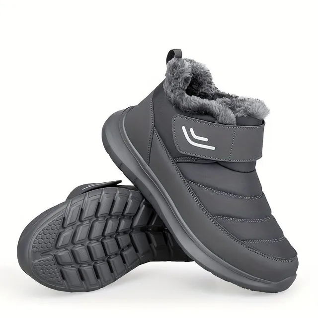 Warm and waterproof ankle boots with fleece and Velcro