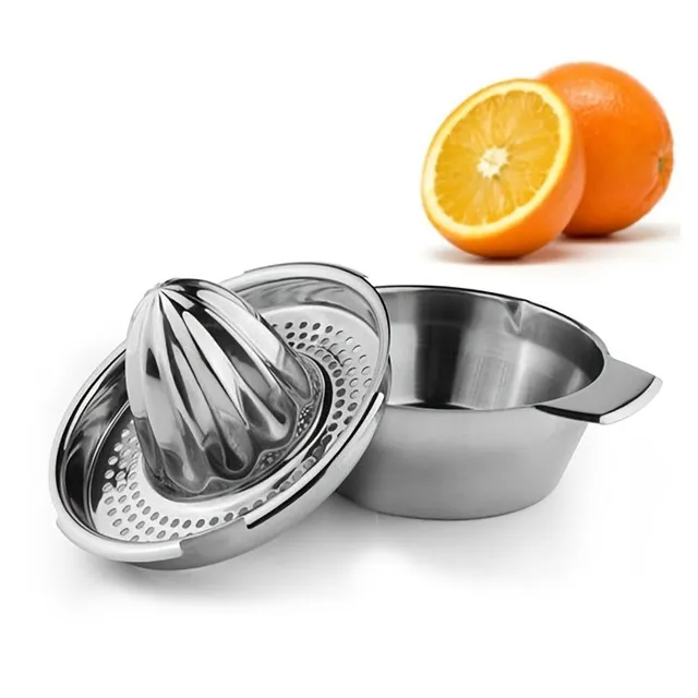 Stainless steel hand-operated citrus press