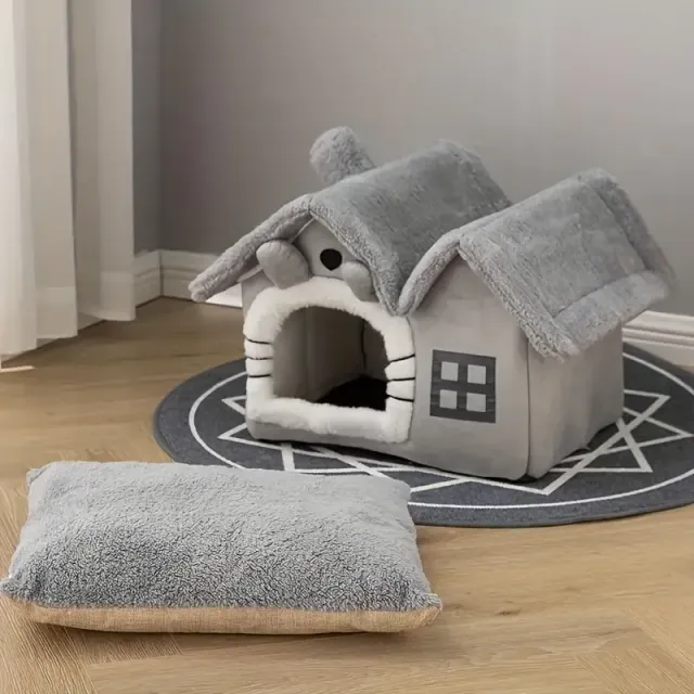 Dom pre mačky, Vhodné pre Kittens, Pohodlné a umývateľné Mačka Detská postieľka, vybavené odnímateľným plyžiarskym vankúšom