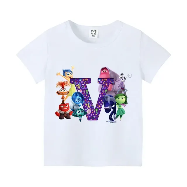 T-shirt enfant à manches courtes avec impression de lettres et personnages du film Vice-Versa 2 - Inside Out 2