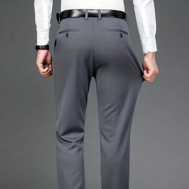 Men's classic formal trousers with a slight stretch in a monochrome design, ideal for spring/summer