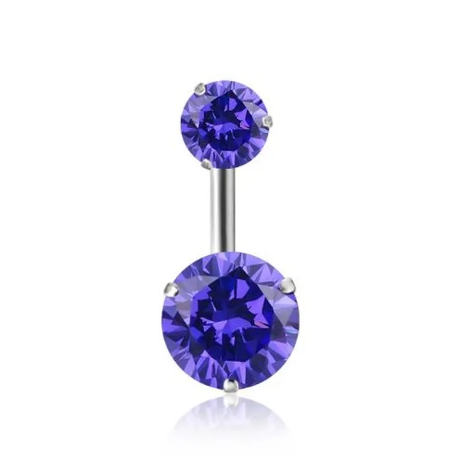 Piercing the belly button with two stones - 12 colors