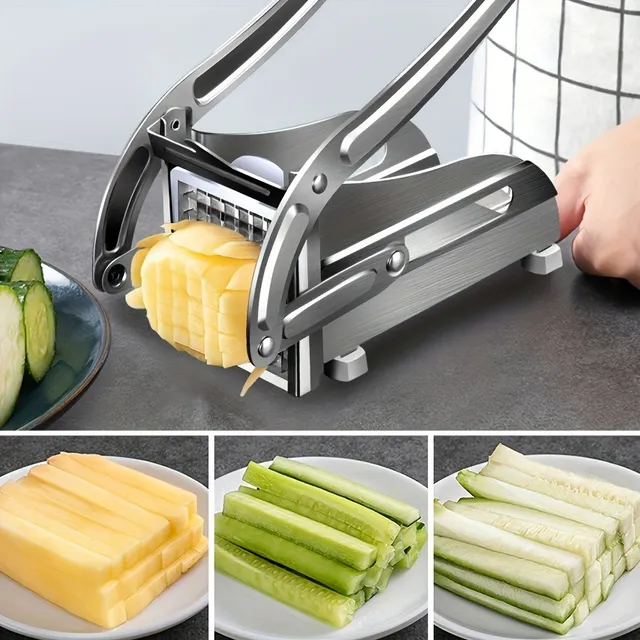 Stainless steel french fries shortcut 1 set, Multifunctional fries cutter, potatoes, vegetables, with suction heels - Resistance potato slicer