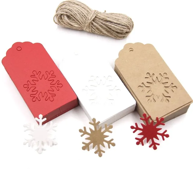 Paper Christmas name tags with snowflake