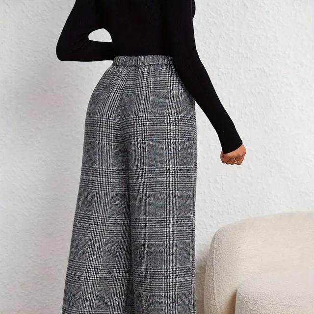 Wide pants with karaoke cube, elegant high waist, comfortable for spring and summer