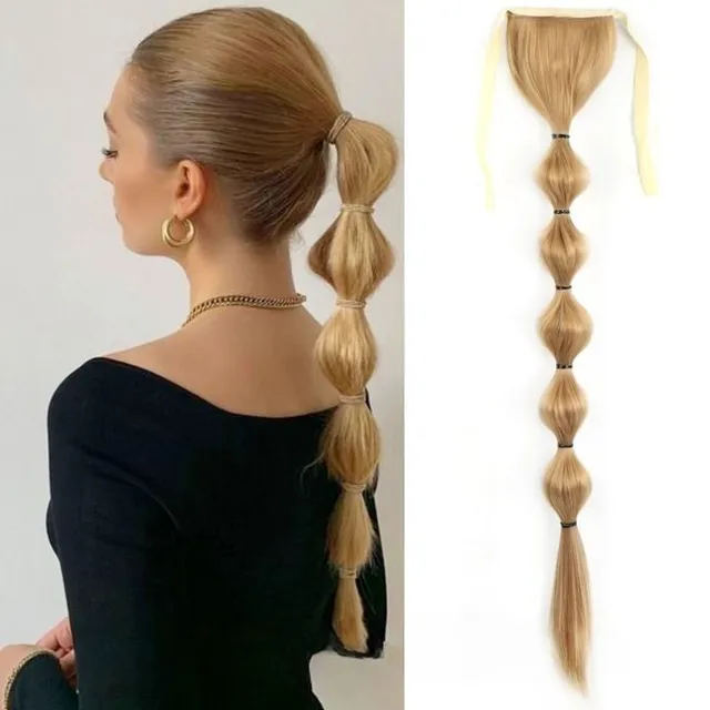 Long synthetic hair with a drawstring for fastening the ponytail - various variations