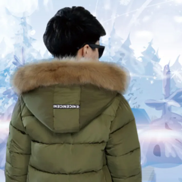 Boys winter parka with hood with fur