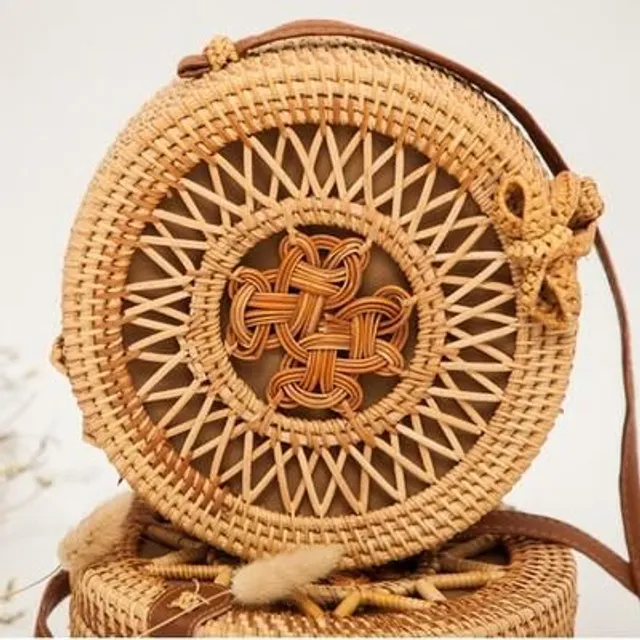 Rattan round handbag