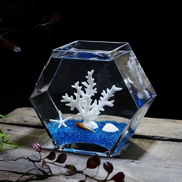 Creative Hexagonal Glass Fish Tank Fish Tank Vase Table Fish Tank Transparent Small Fish Tank