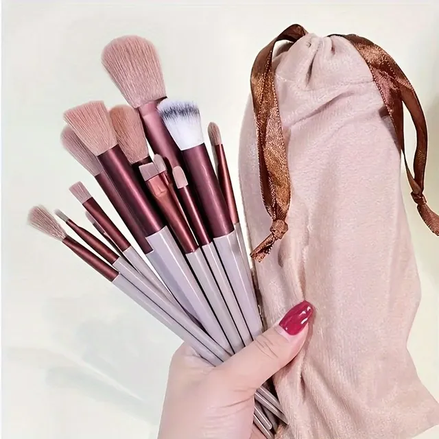 Set de 13 pensule de machiaj Soft Fluffy Professional Foundation Blush Powder Fard de ochi Kabuki Blending Makeup Brush Beauty Tools Cadou de ziua de naștere sau de Valentine's pentru iubită