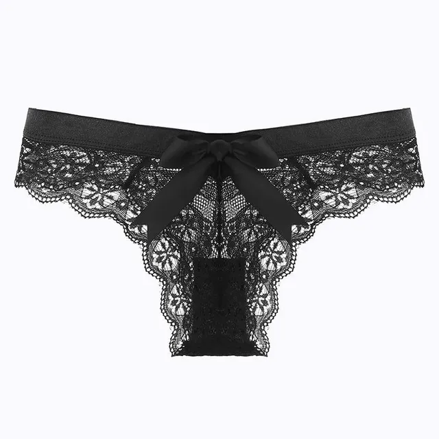 Ladies lace thong with bow P1074