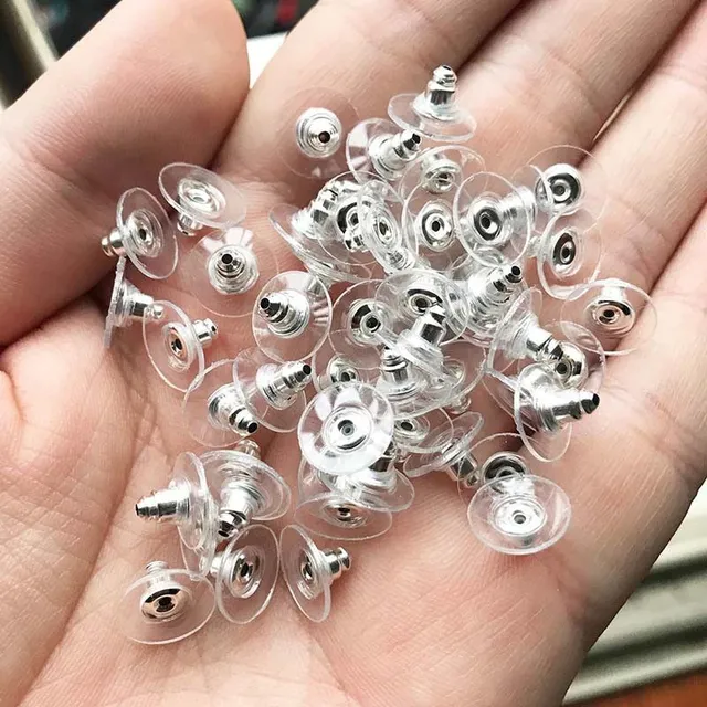 Earring caps Mi42 - silver, 50 pcs