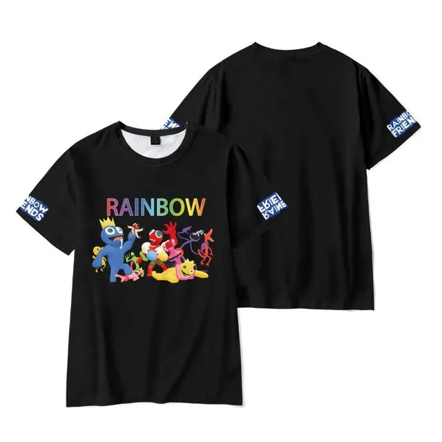 Children's trendy short sleeve T-shirt with Rainbow Friends print