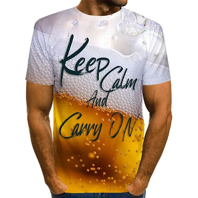 Men's T-shirt with 3D print for beer lovers