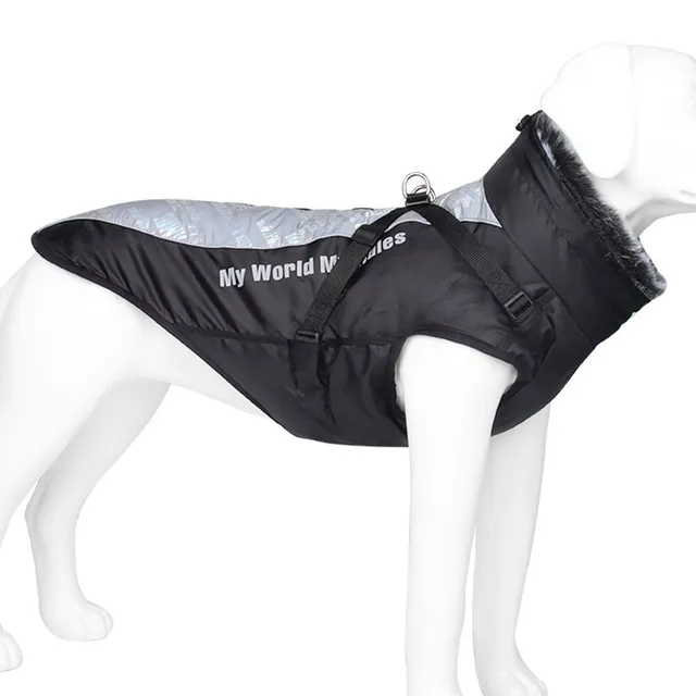 Winter waterproof suit for large dogs with reflective elements