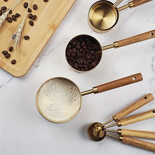 Ensemble de tasses et cuillères à mesurer - acier inoxydable, 8 pièces - pour la cuisine et la pâtisserie