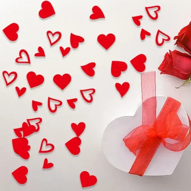 200 ks červených valentýnských konfet ve tvaru srdíček
