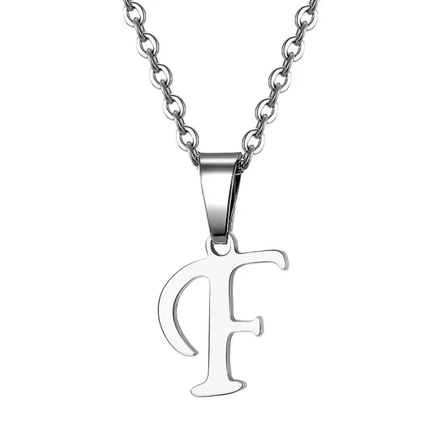 Necklace with letter of steel - Pendant with letter of stainless steel