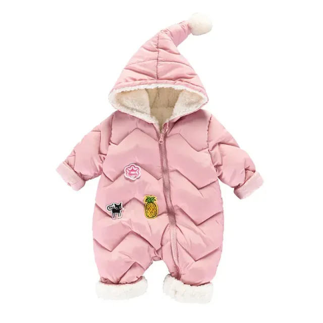 Children's winter warm cotton overal with hood for newborns