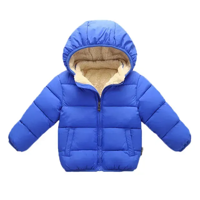 Children's winter thick hooded jacket with fur inside for boys and girls